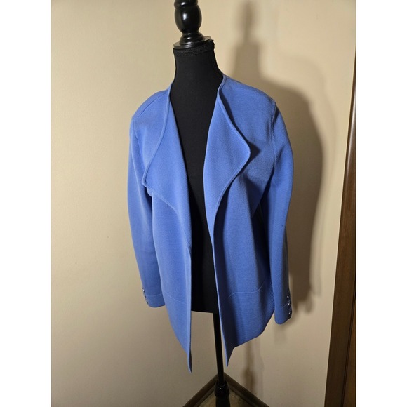 Talbots Sweaters - Talbots Cardigan Sweater Womens L/P Blue Excellent Draped Open Front Ribbed Knit
